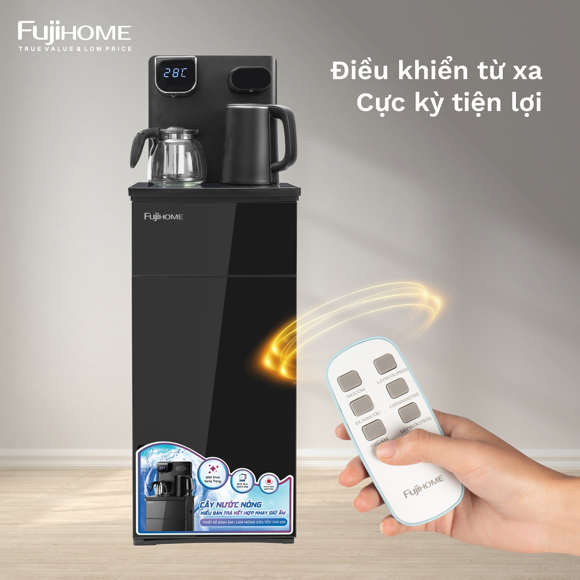 Cây Nước Làm Nóng Bình Âm Kết Hợp Bàn Pha Trà, Cafe Fujihome TB110E-H