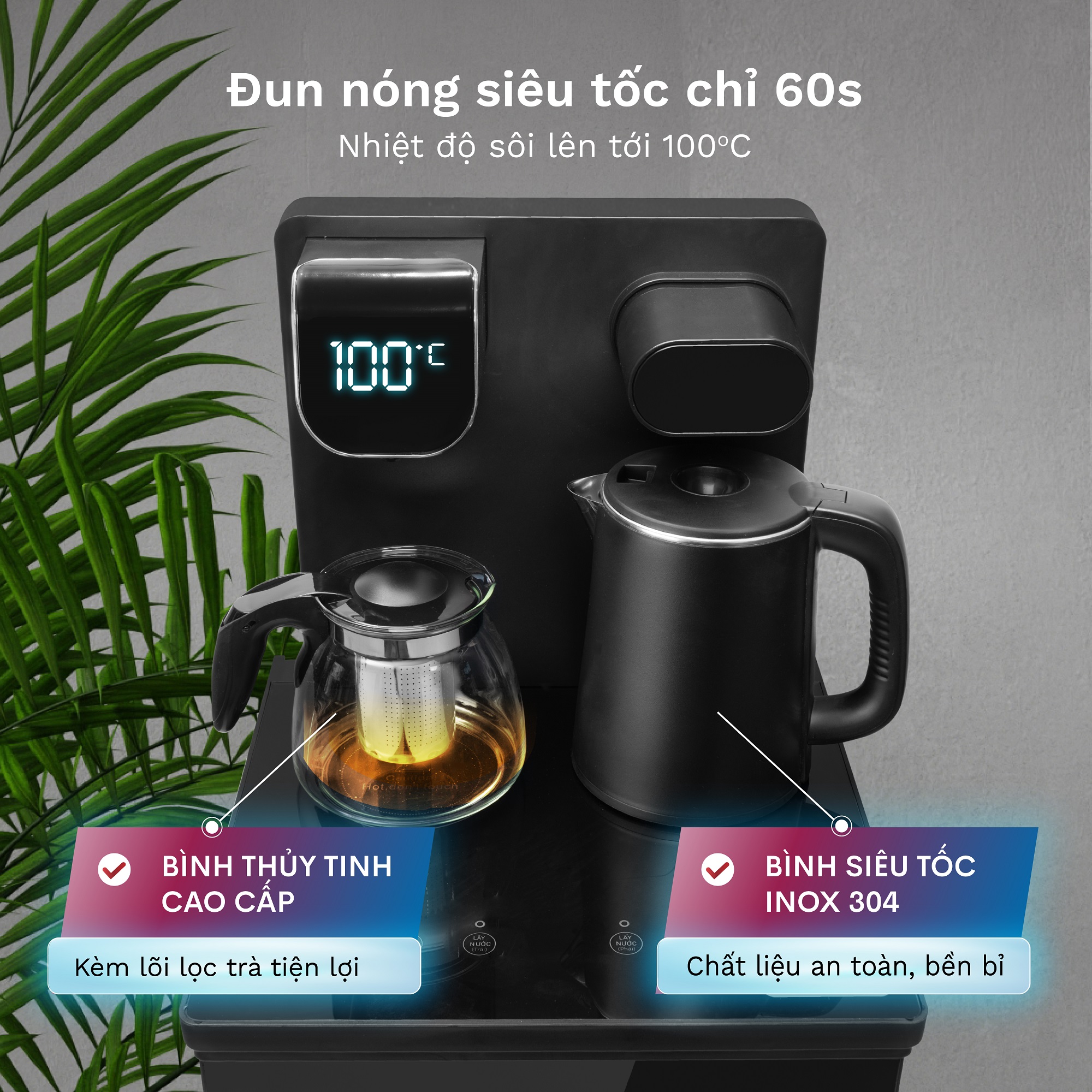 Cây Nước Làm Nóng Bình Âm Kết Hợp Bàn Pha Trà, Cafe Fujihome TB110E-H