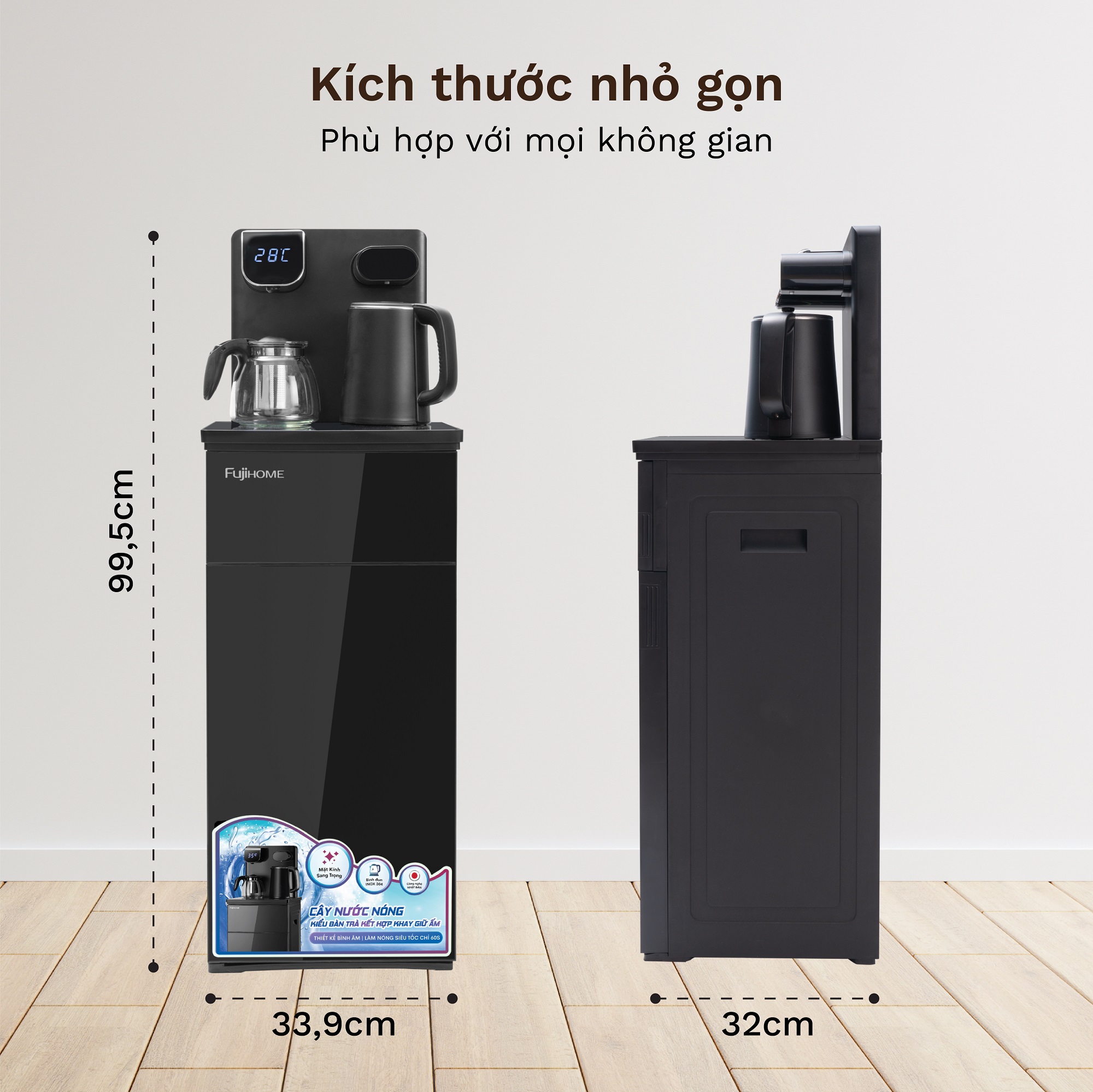 Cây Nước Làm Nóng Bình Âm Kết Hợp Bàn Pha Trà, Cafe Fujihome TB110E-H