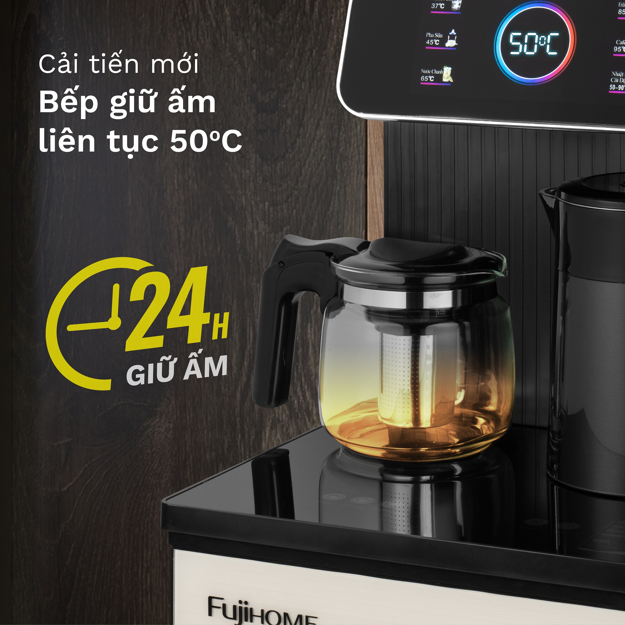 Cây Nước Nóng Lạnh Bình Âm Kết Hợp Bàn Pha Trà, Cafe Fujihome TBD22
