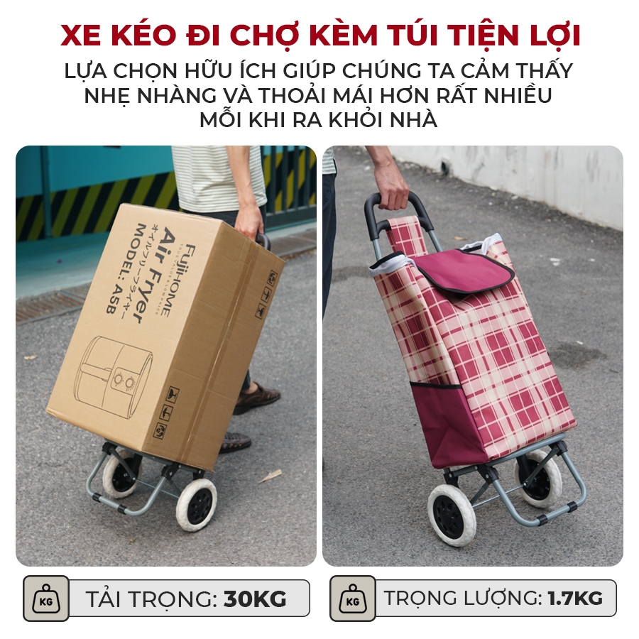 Xe kéo đi chợ kèm túi tiện lơi FUJIHOME ST-30AF