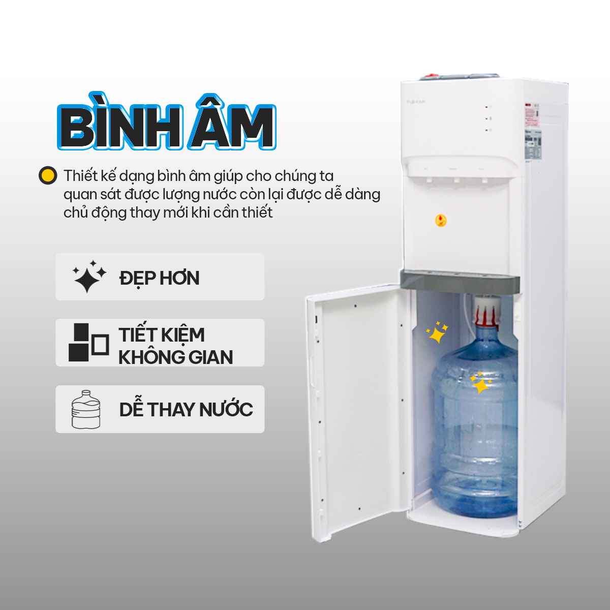Cây nước nóng lạnh bình âm cao cấp Fujihome WD606ES