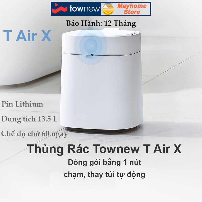 Thùng Rác Tự Động Thông Minh Xiaomi Townew T Air X 13.5L Màu Trắng Nâng Cấp Giảm Tiếng Ồn Cho Phòng Ngủ, Phòng Khách