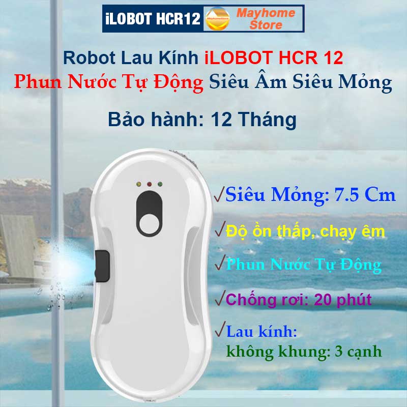 Robot Lau Kính Tự Động Phun Nước iLobot HCR 12 Siêu Mỏng Chống Rơi 20 Phút Khi Mất Điện