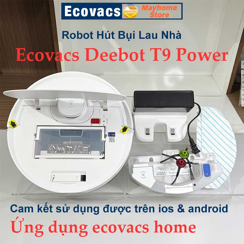 Robot Hút Bụi Lau Nhà Ecovacs Deebot T9 Power, Hàng Trưng Bày Chưa Qua Sử Dụng Kèm App Ecovacs Home Hỗ Trợ Kỹ Thuật 24/7