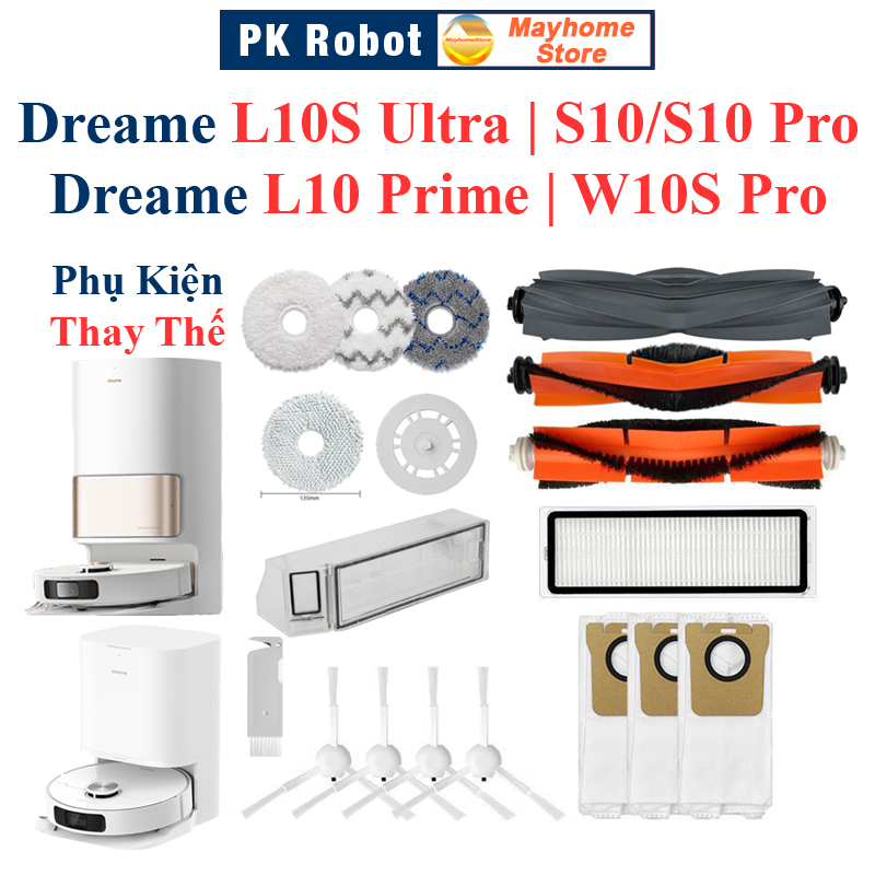 Phụ kiện Dreame L10S Ultra, S10/S10 Pro, L10 Prime, W10S Pro, Chổi lăn, Chổi cạnh, Bộ lọc, Giẻ Lau, Túi bụi///