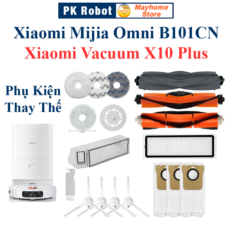 Phụ kiện Xiaomi Mijia Omni B101CN, Xiaomi Vacuum X10 Plus, Chổi lăn, Chổi cạnh, Bộ lọc, Giẻ Lau, Túi đựng bụi///