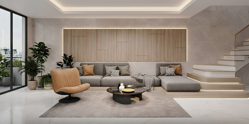 Chọn mẫu gạch ốp tường phòng khách đẹp 2026 sao cho hợp nhà, dễ nhìn và dùng lâu