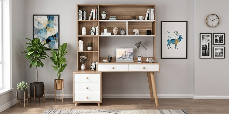 Bàn học sinh có giá sách dành cho phòng nhỏ
