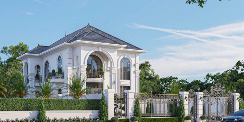 Mặt tiền của biệt thự tân cổ điển