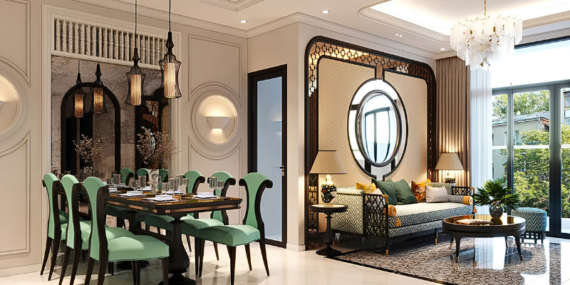 Chất liệu mây tre đan quen thuộc tỏng phong cách Indochine
