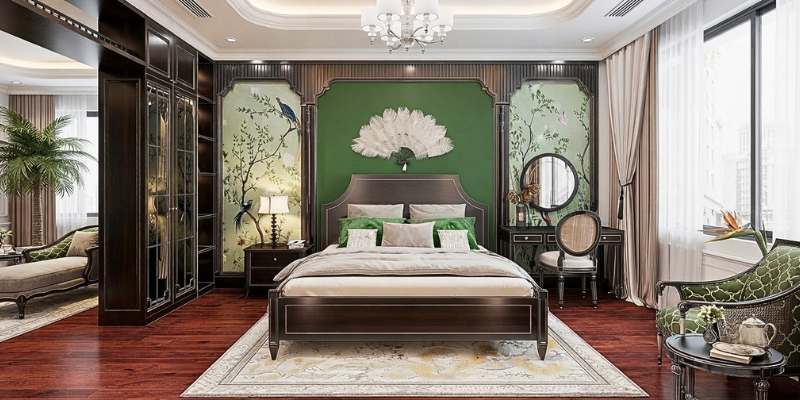 Nội thất phong cách Indochine với màu trung tính và hoạ tiết  