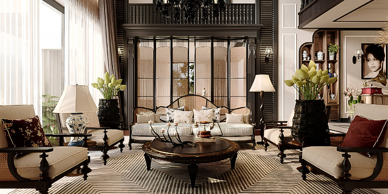 Phong cách Indochine bằng nội thất hiện đại 