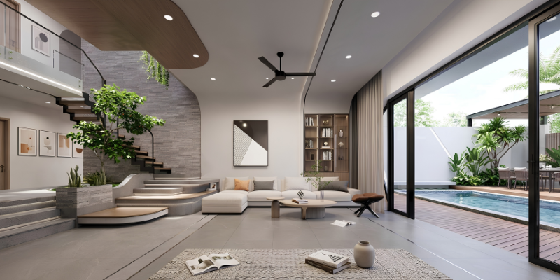 Tông màu trắng be kết hợp gỗ cho phong cách tối giản