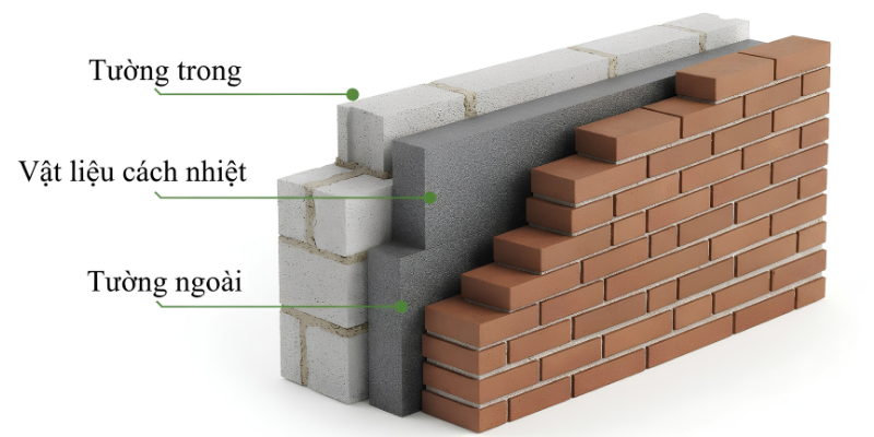 Cấu tạo tường 2 lớp cho nhà hướng Tây
