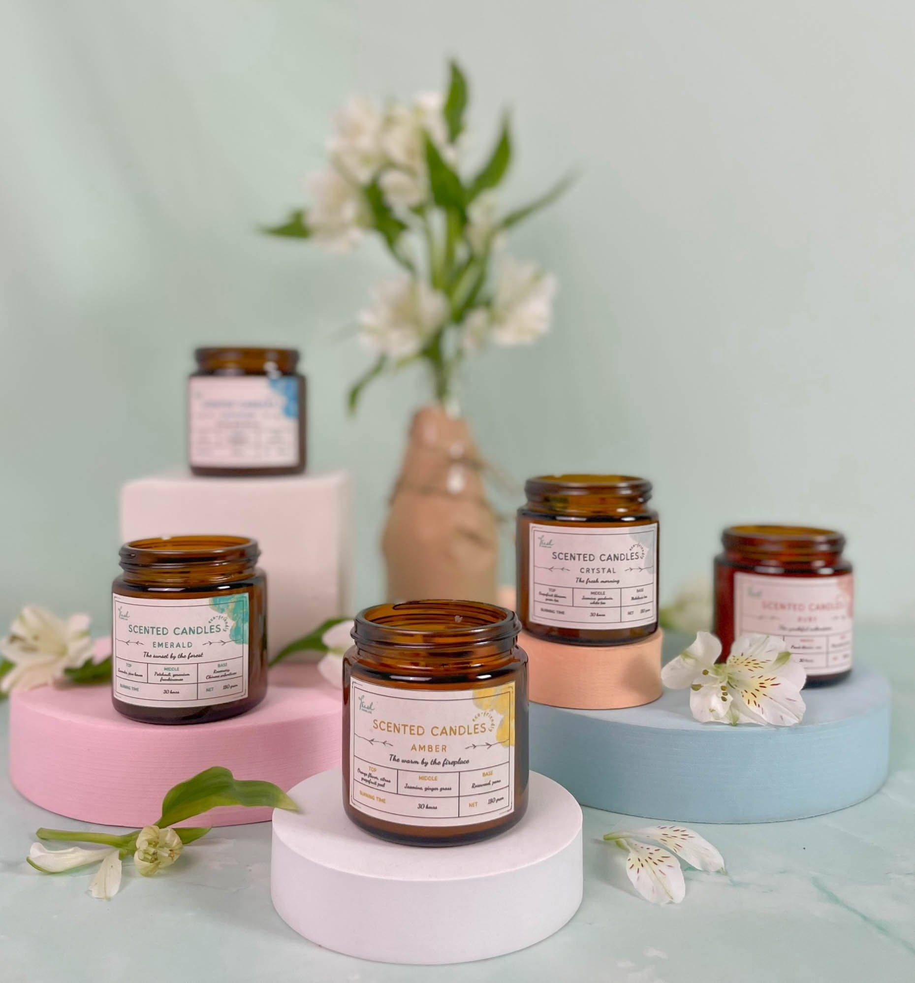 Nến thơm lọ nâu, 5 mùi