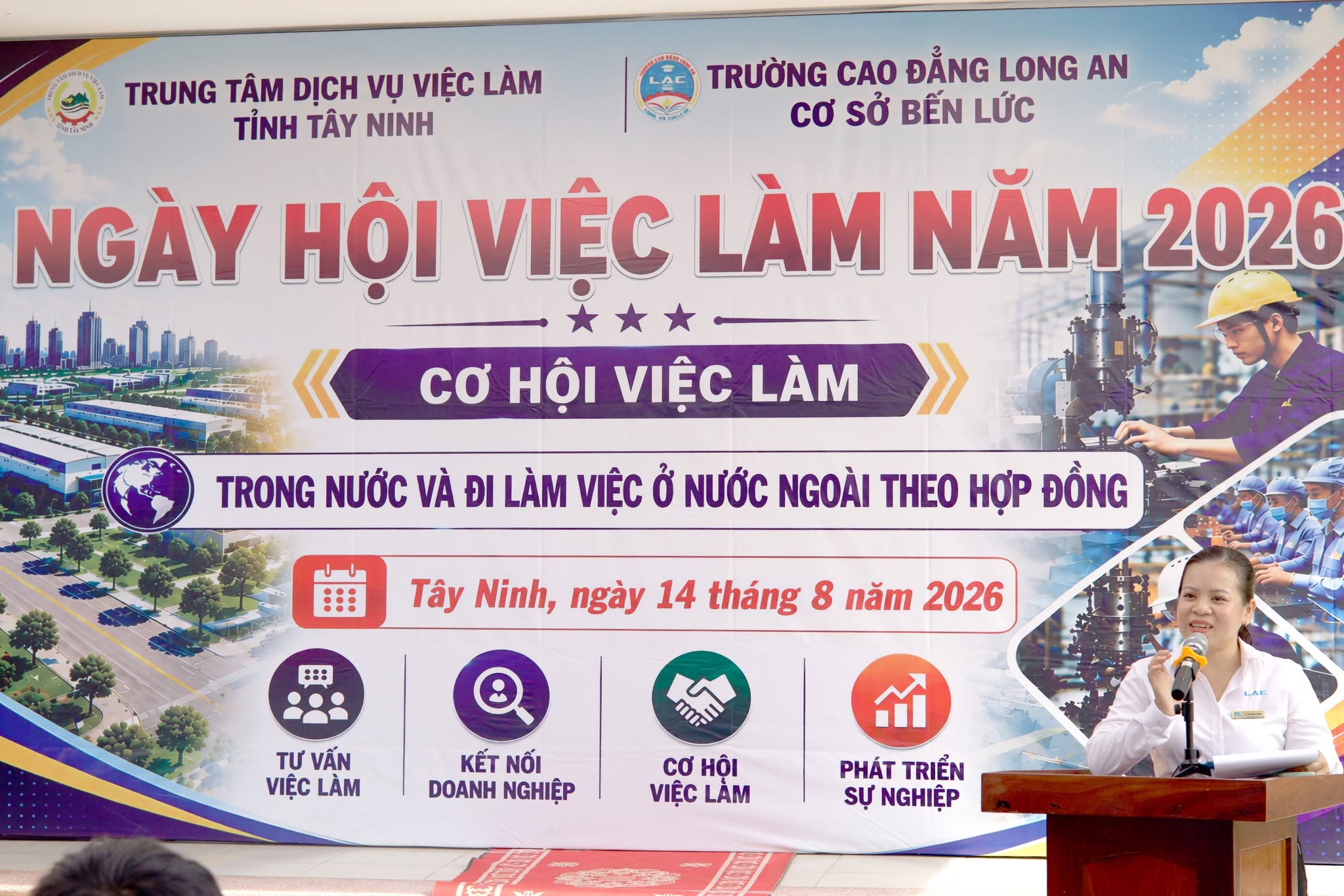 Bibica tại sự kiện Ngày hội việc làm năm 2026 tại Bến Lức Tây Ninh
