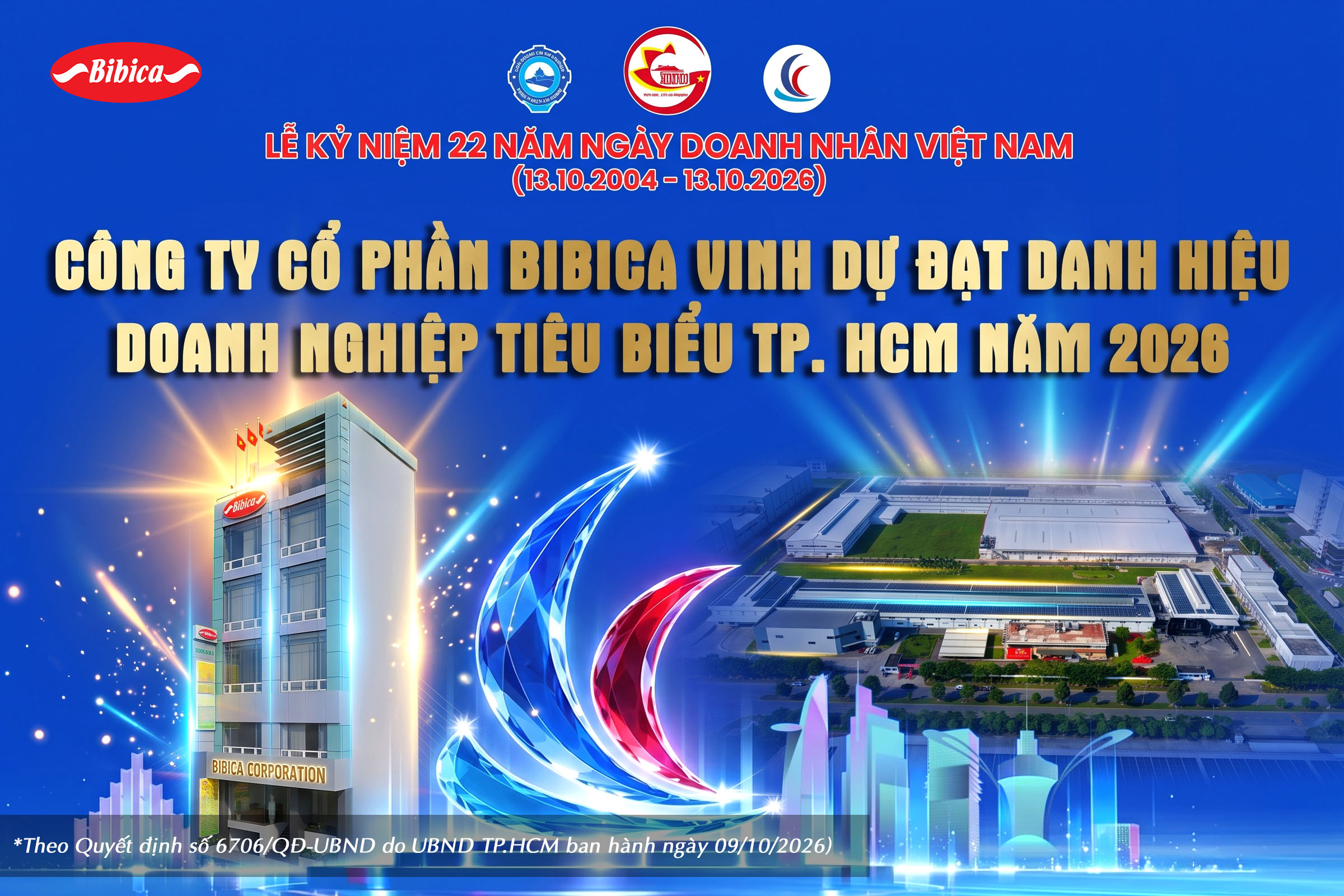 Bibica được vinh danh Doanh nghiệp TP.HCM tiêu biểu năm 2026 theo Quyết định 6706/QĐ-UBND