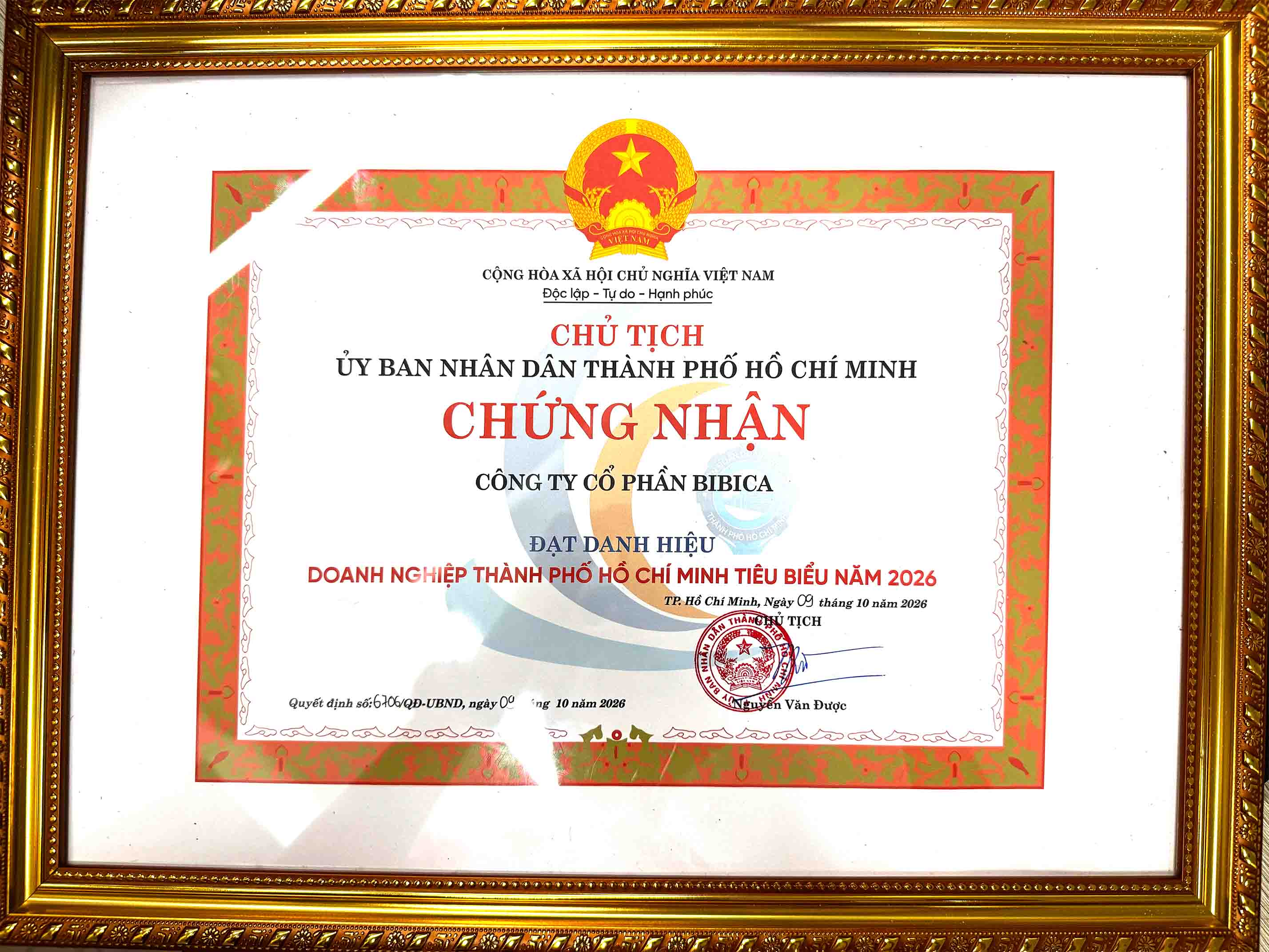 Bằng Khen Doanh nghiệp TP.HCM Tiêu biểu