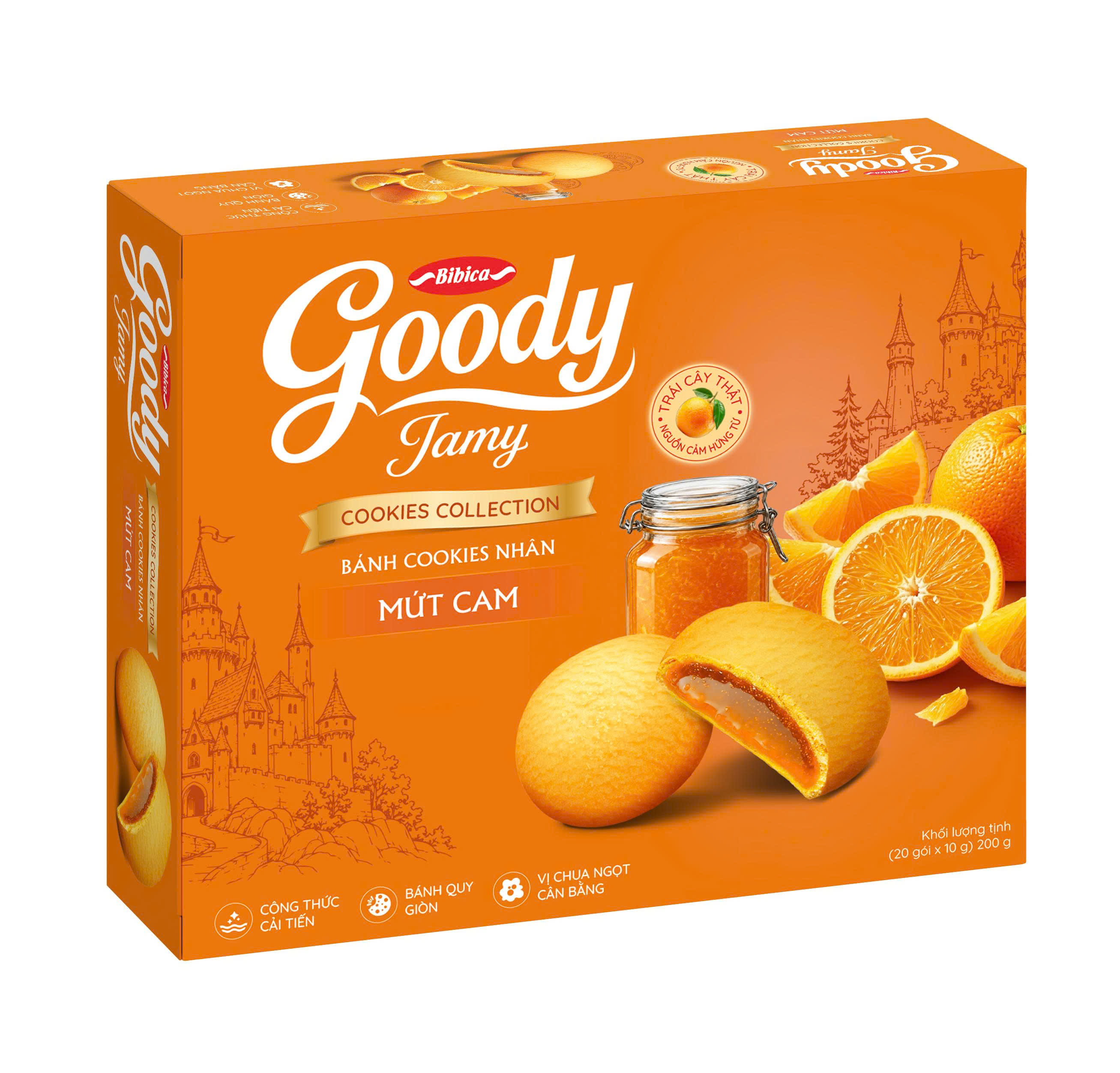 Bánh Goody Jamy nhân mứt cam hộp 200g