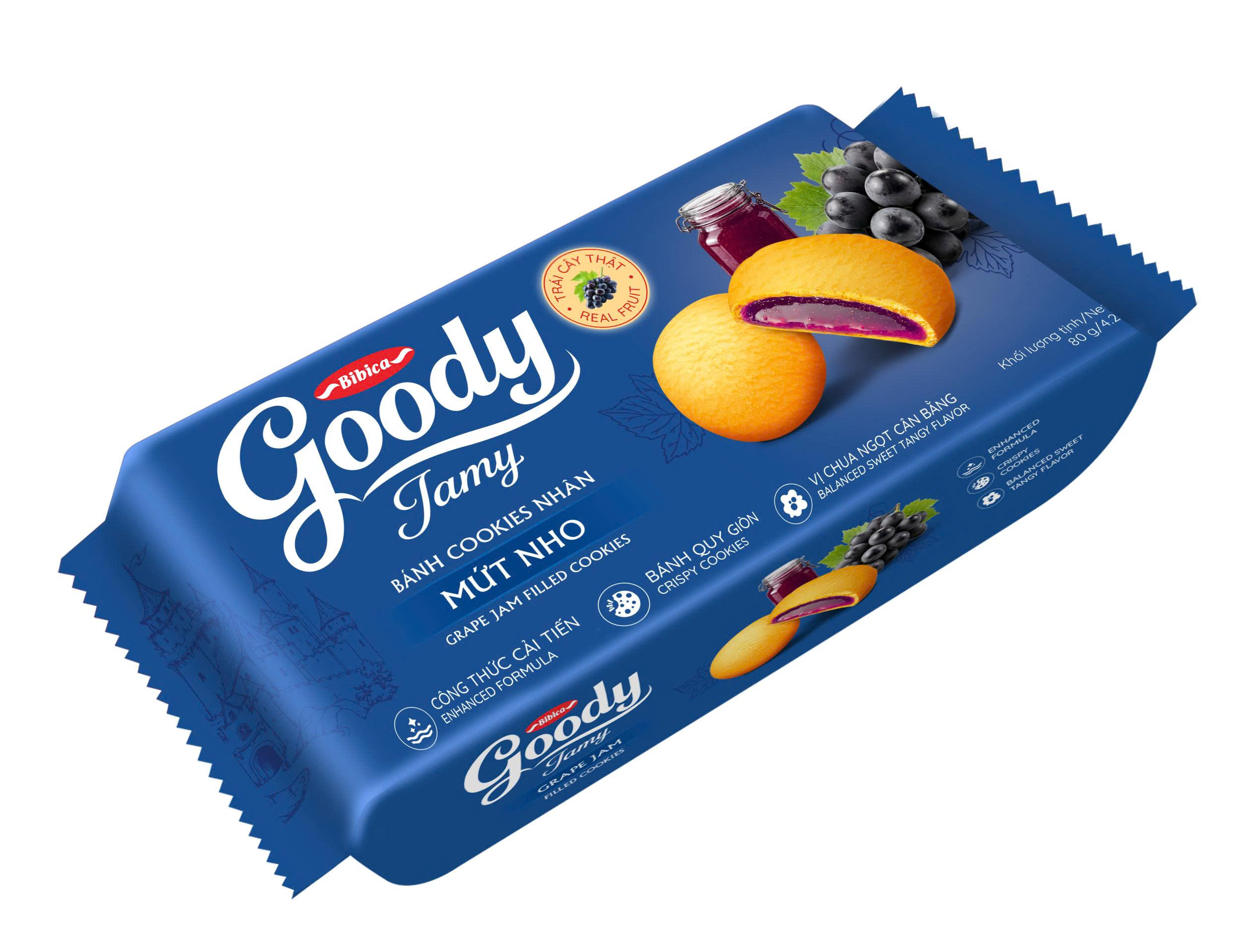 Bánh Goody Jamy nhân mứt nho túi 120g