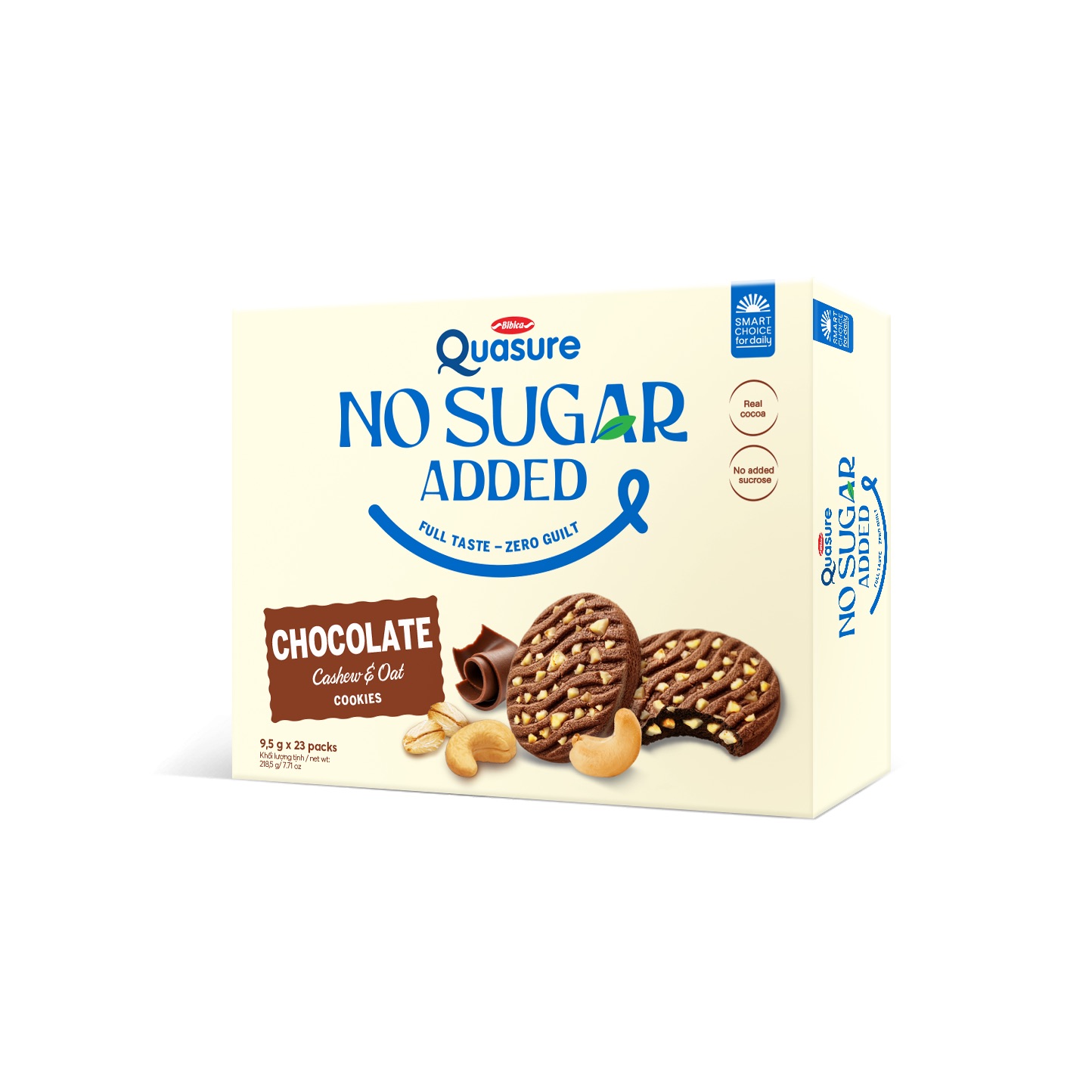 Bánh quy Quasure No Added Sugar Matcha & Bơ Đậu Phộng - Sôcôla, Hạt & Yến mạch