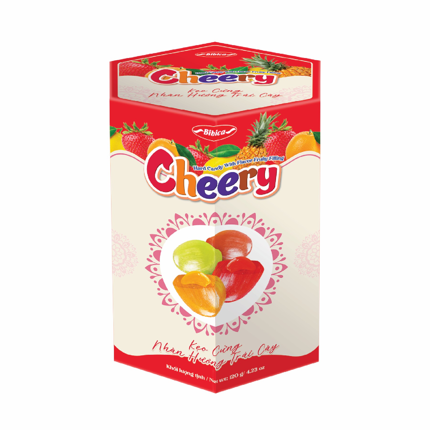 Kẹo cứng Cheery nhân trái cây HG Đỏ 120g (3,6kg)