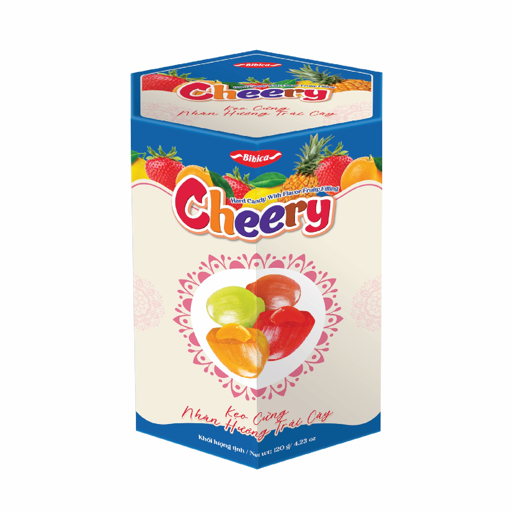 Kẹo cứng Cheery nhân trái cây HG Xanh dương 120g (3,6kg)