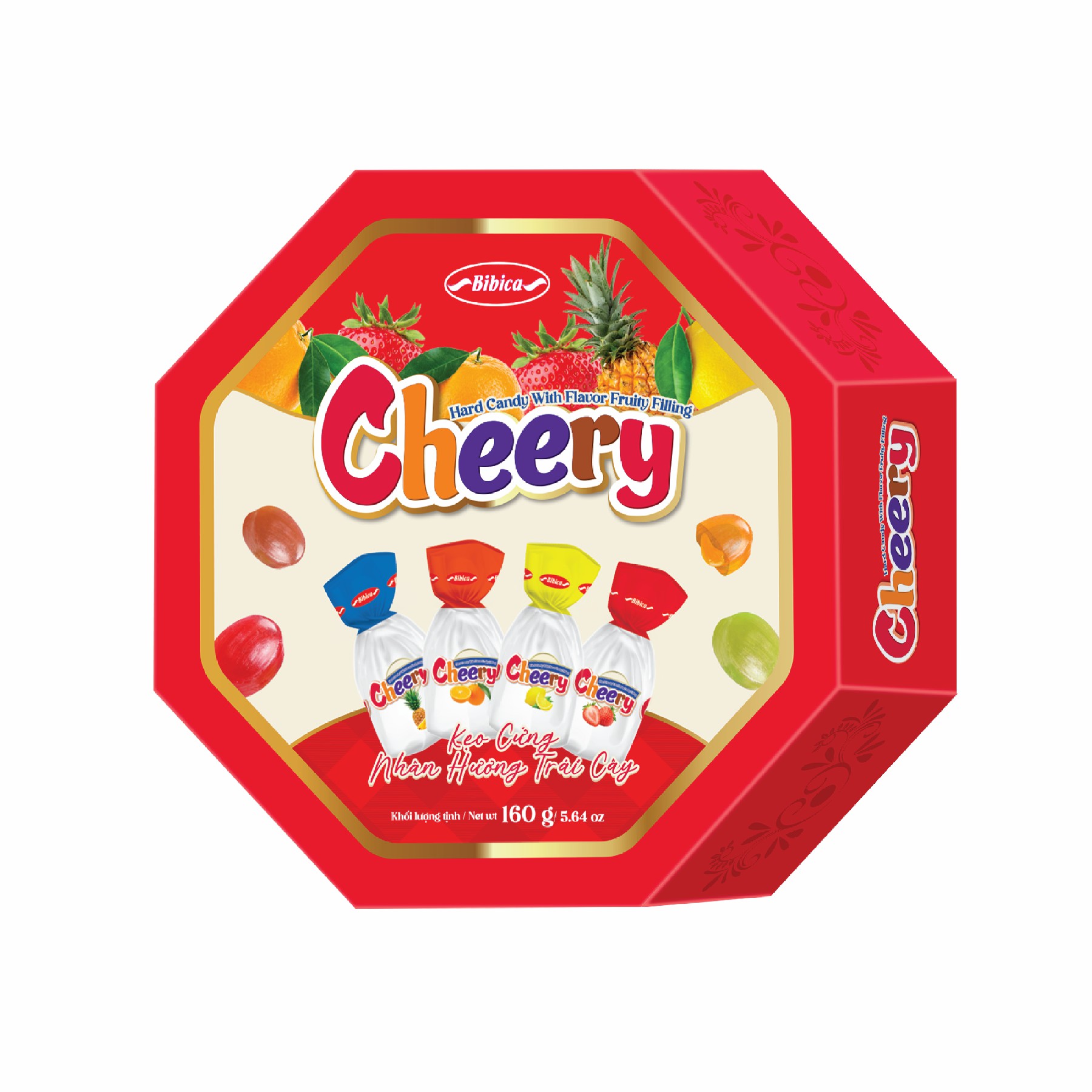 Kẹo cứng Cheery nhân trái cây HG Đỏ 160g (3,84kg)