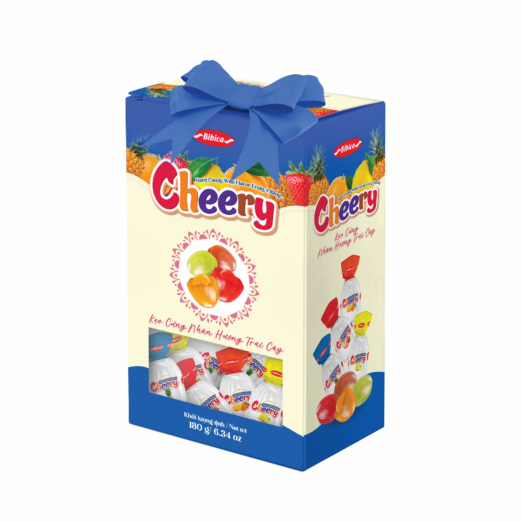 Kẹo cứng Cheery nhân trái cây HG Xanh dương 180g (3,6kg)