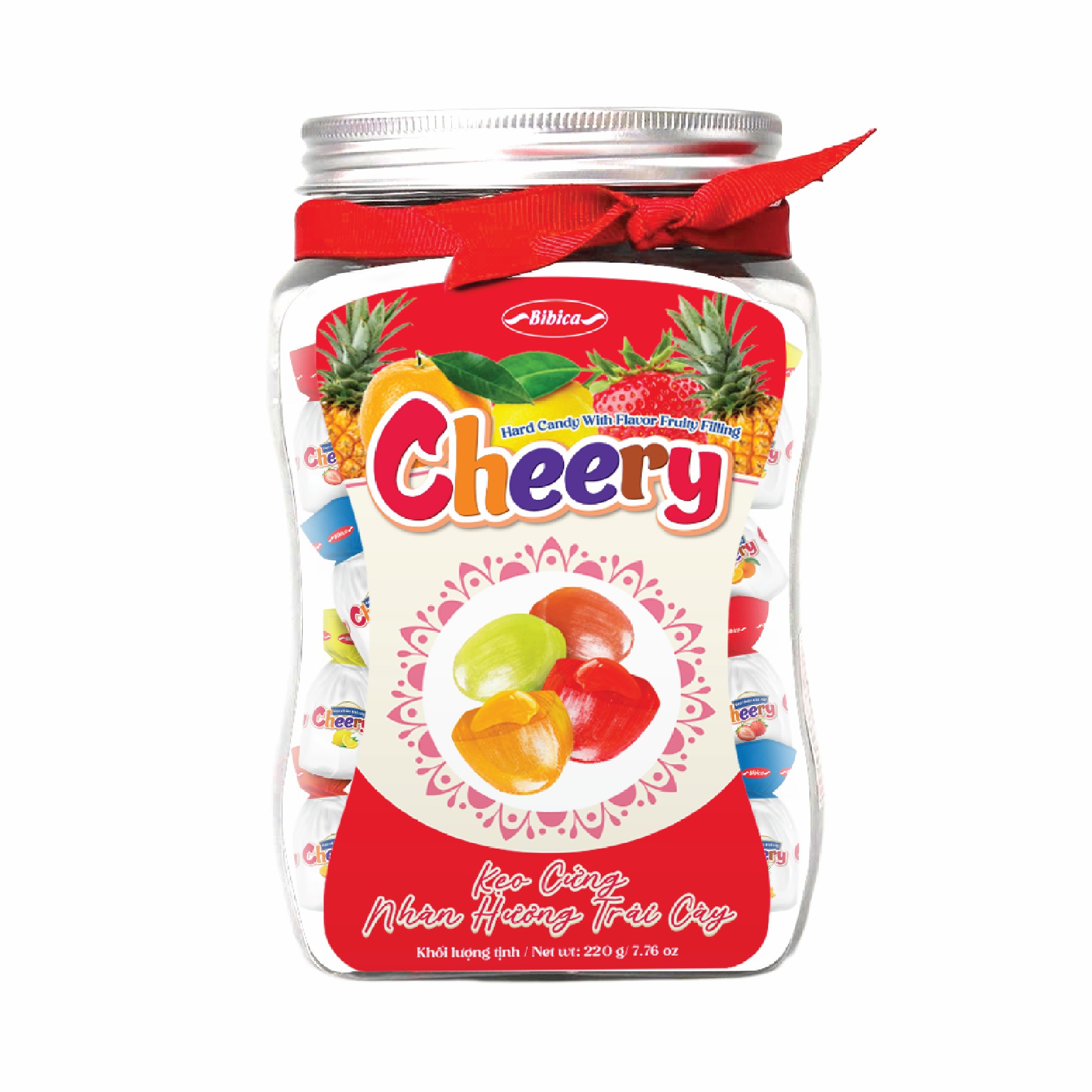 Kẹo cứng Cheery nhân trái cây HN Đỏ 220g (5,28kg)
