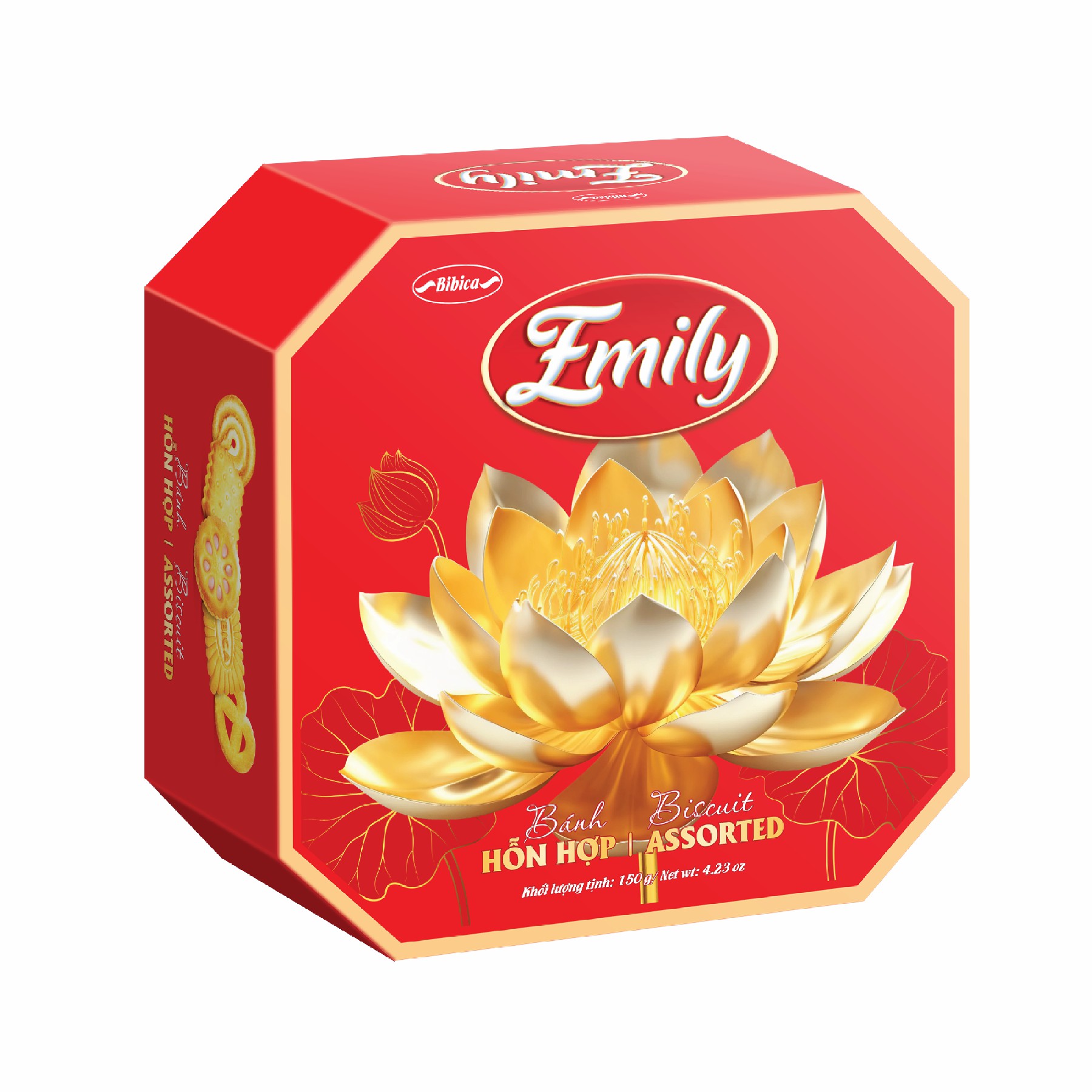 Bánh hỗn hợp Emily bát giác Sen Đỏ HG 150g ( 5.4 Kg)