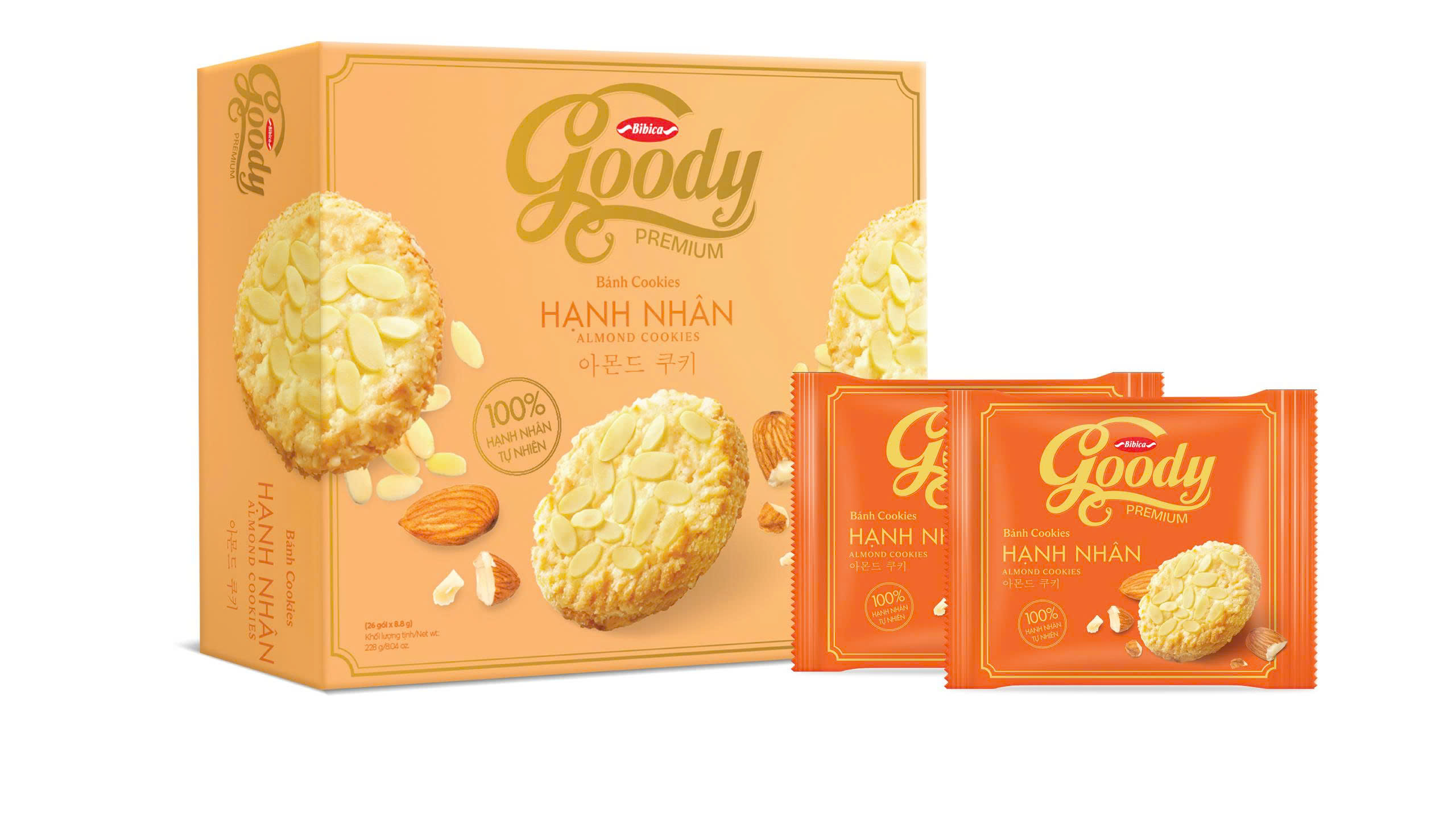 Bánh Cookies Goody Pemium hạnh nhân HG size L 282g