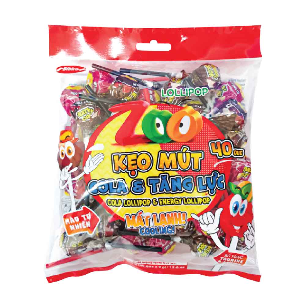Kẹo mút Cola - Tăng lực túi 360g (7,2kg)