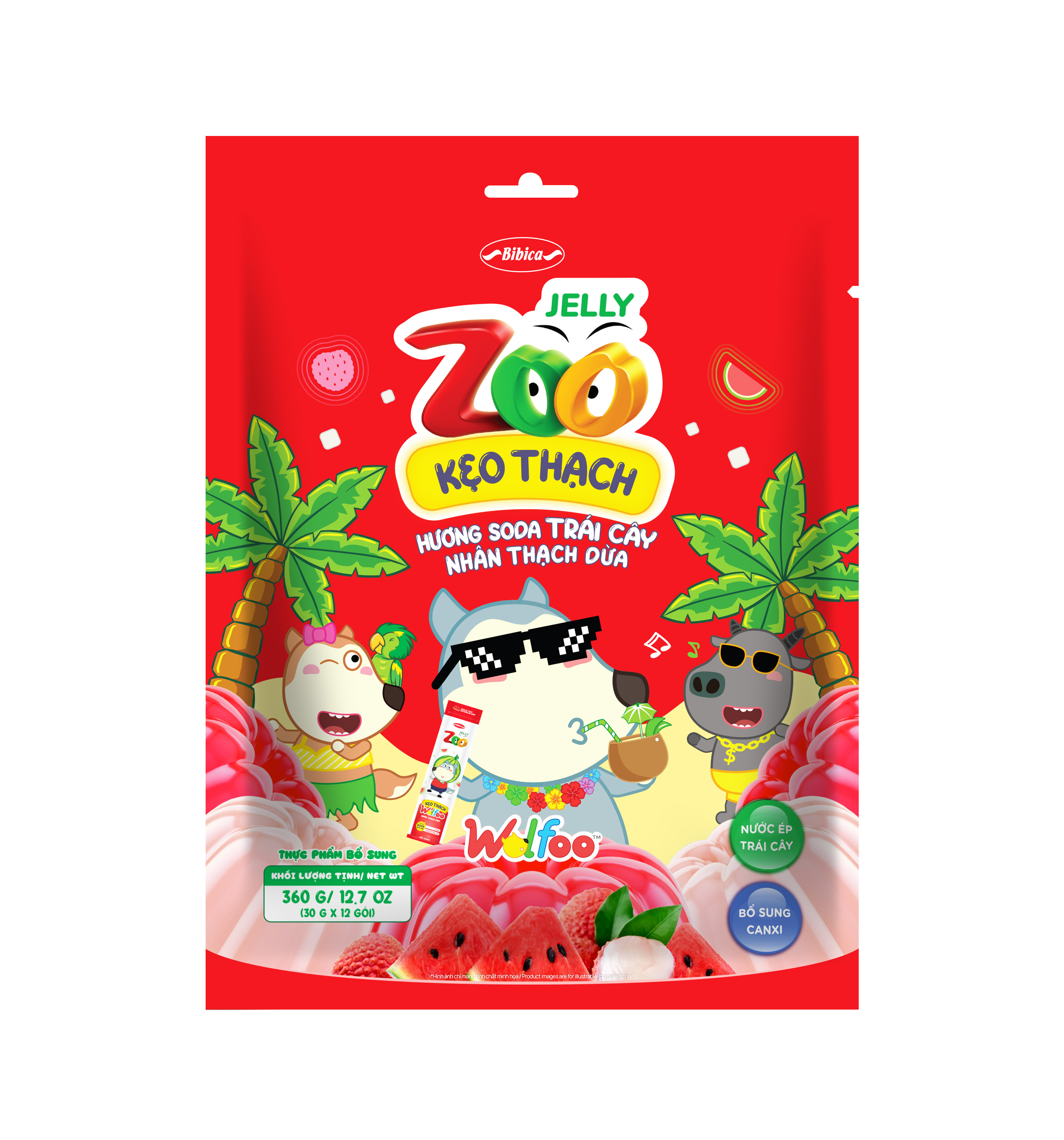 Kẹo thạch Zoo Soda trái cây nhân thạch dừa túi 360 gram