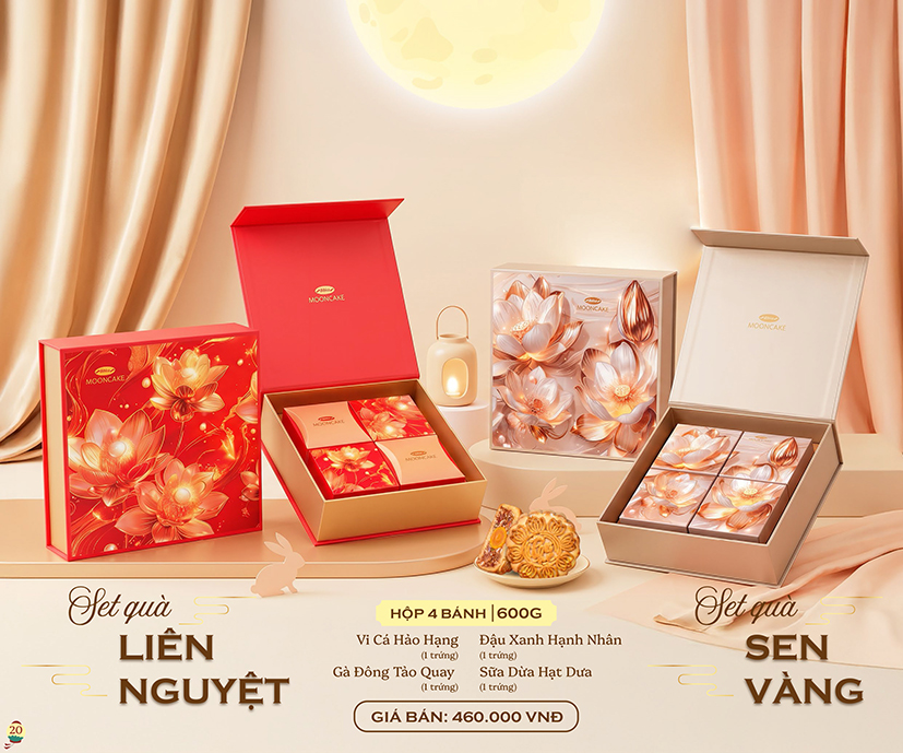Bánh Trung thu cao cấp Liên Nguyệt và Sen Vàng 600g