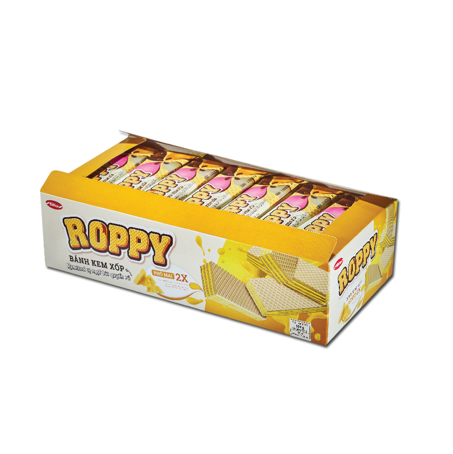 Bánh Roppy Bánh Roppy Wafer Flat Phô Mai Nhân Đôi Khay Giấy 504g