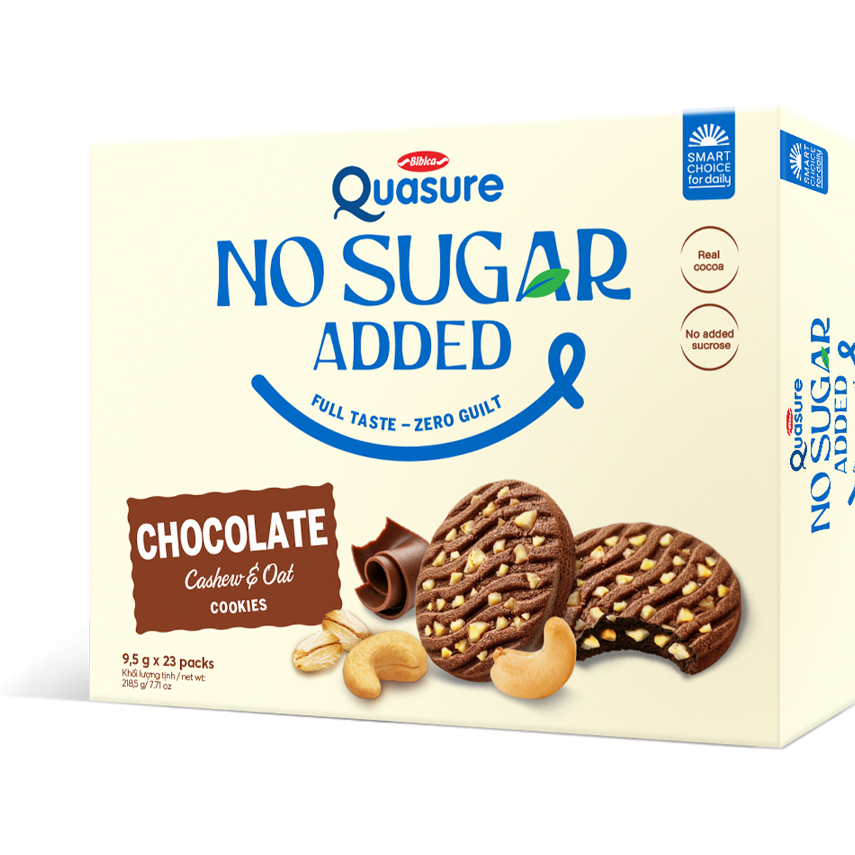 Bánh Quy Dinh Dưỡng Quasure No Sugar Added - Socola, Hạt & Yến mạch