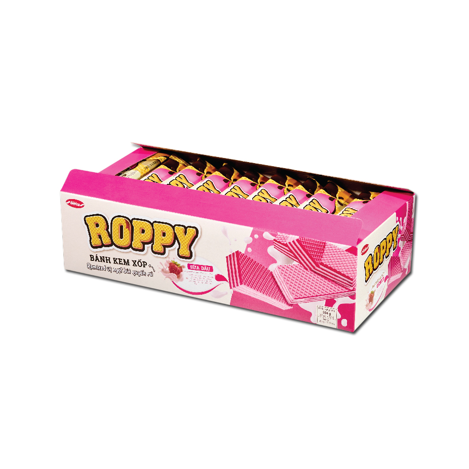 Bánh Roppy Bánh Roppy Wafer Flat Sữa - Dâu Khay Giấy 504g