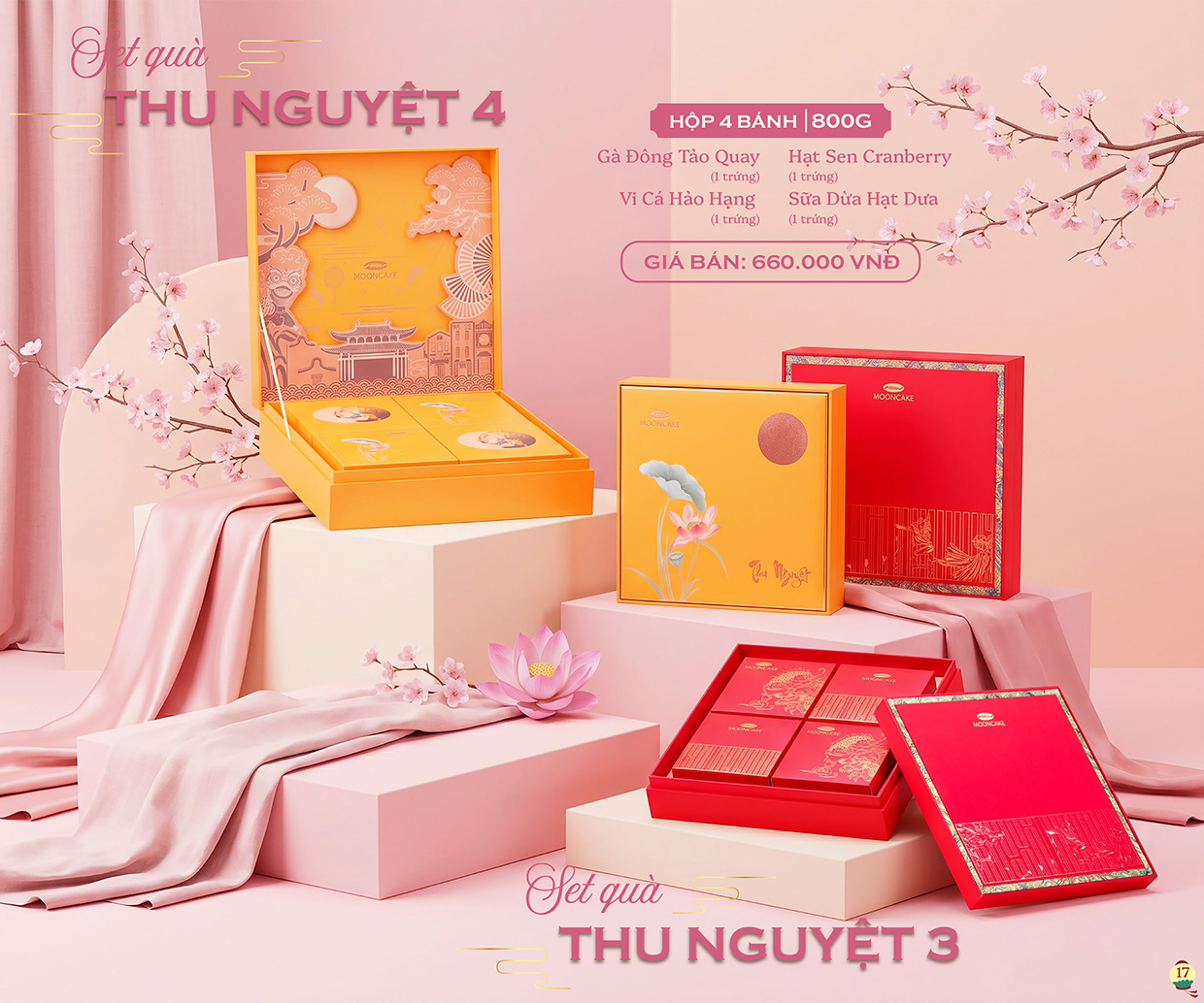 Bánh Trung thu cao cấp Thu Nguyệt 3 và Thu Nguyệt 4 - 800g