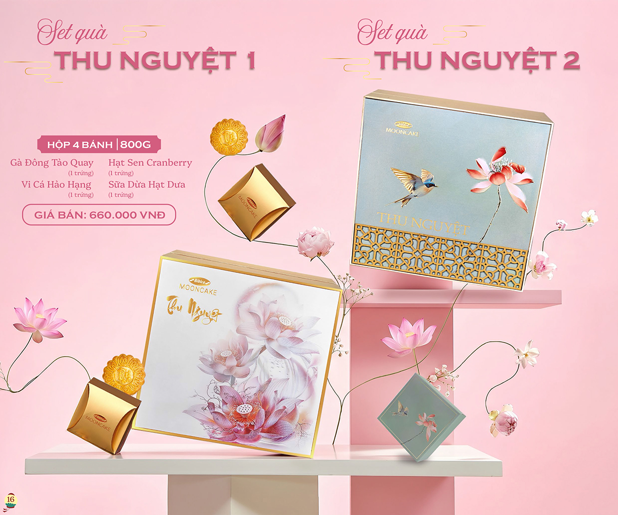 Bánh Trung thu cao cấp Thu Nguyệt 1 và 2 - 800g