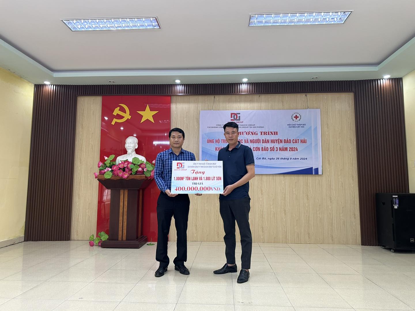 Daiichi Group chung tay hỗ trợ người dân Cát Bà khắc phục hậu quả sau siêu bão Yagi
