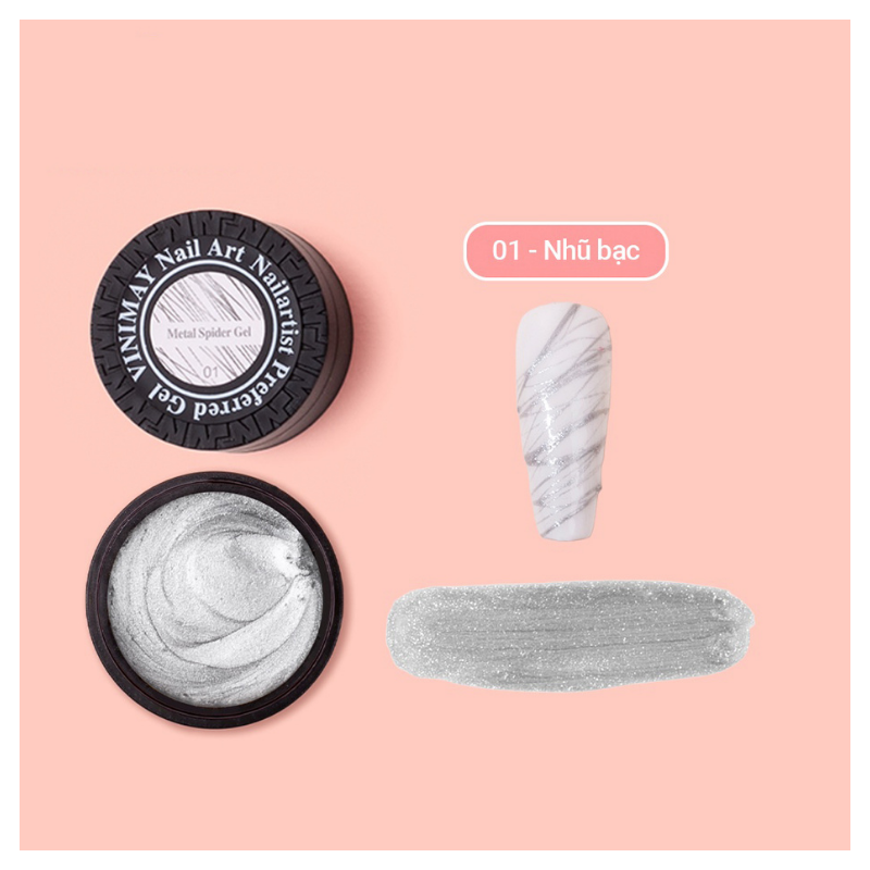Gel mạng nhện nhũ sợi Vinimay - Nhũ bạc (1/5/10/30/50 pcs/case)