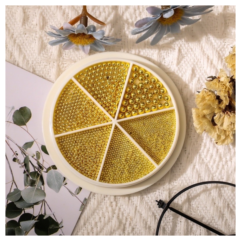 Set bi kim loại khay tròn 6 ngăn màu vàng (5/10/30/50 set/case)