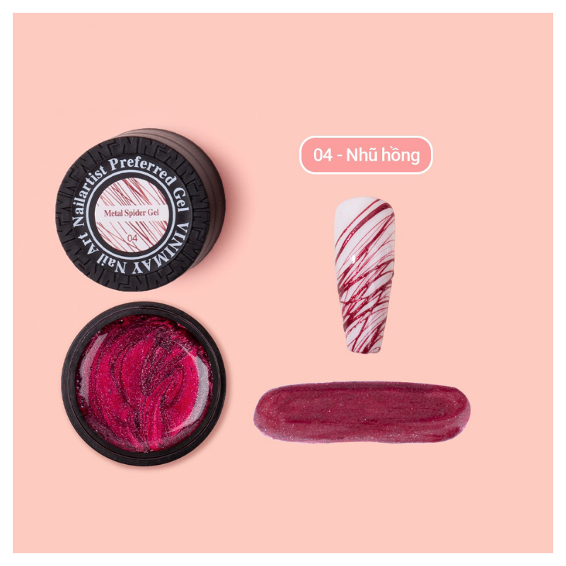 Gel mạng nhện nhũ sợi Vinimay - Nhũ hồng (1/5/10/30/50 pcs/case)