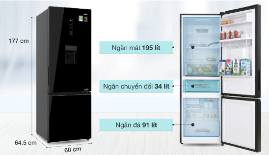 Tủ lạnh Aqua Inverter 320 lít AQR-B379MA Mới 100%