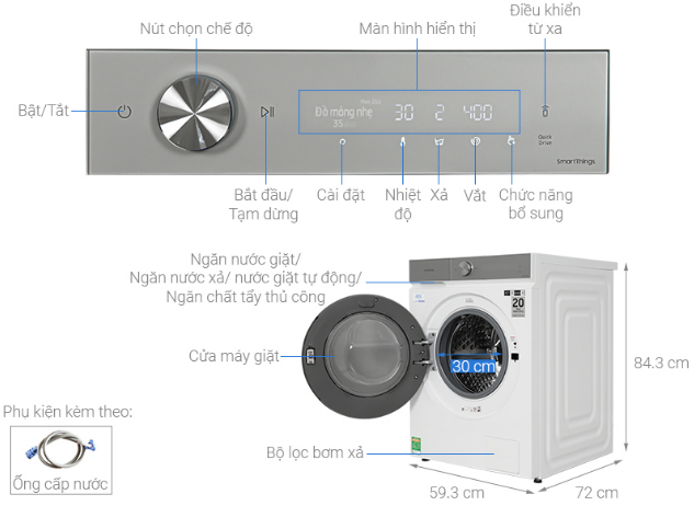 Máy giặt sấy Samsung WD12BB944DGHSV Kho Điện Máy Hà Nội Mới 100%