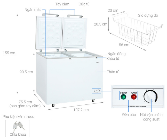 Tủ đông AQUA Inverter 319 lít AQF-C4201E Giá Rẻ Chính Hãng