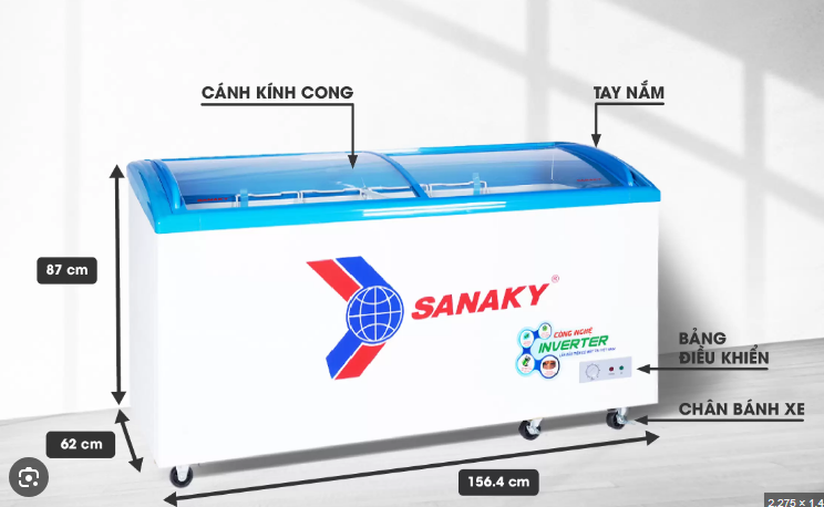Tủ Đông Mặt Kính Sanaky VH-6899K3 Inverter Dàn Đồng 1 Ngăn 680 Lít Giá Rẻ Nhất Hà Nội