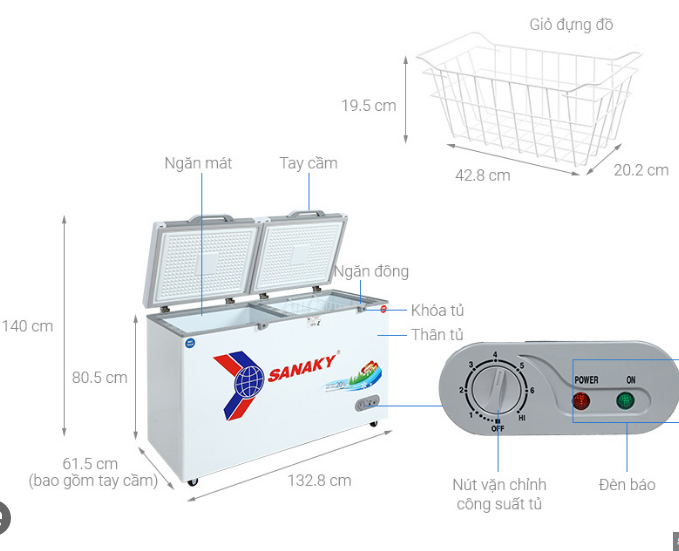 Tủ đông Sanaky 280 lít TD.VH4099W2KD Mới 100%  Giá Rẻ
